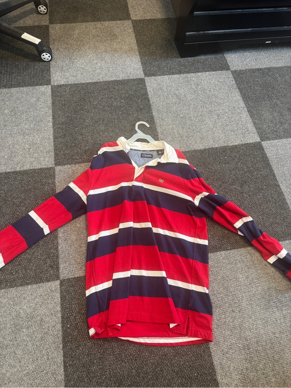 Chaps Red, Navy & White Striped Long-Sleeve Polo